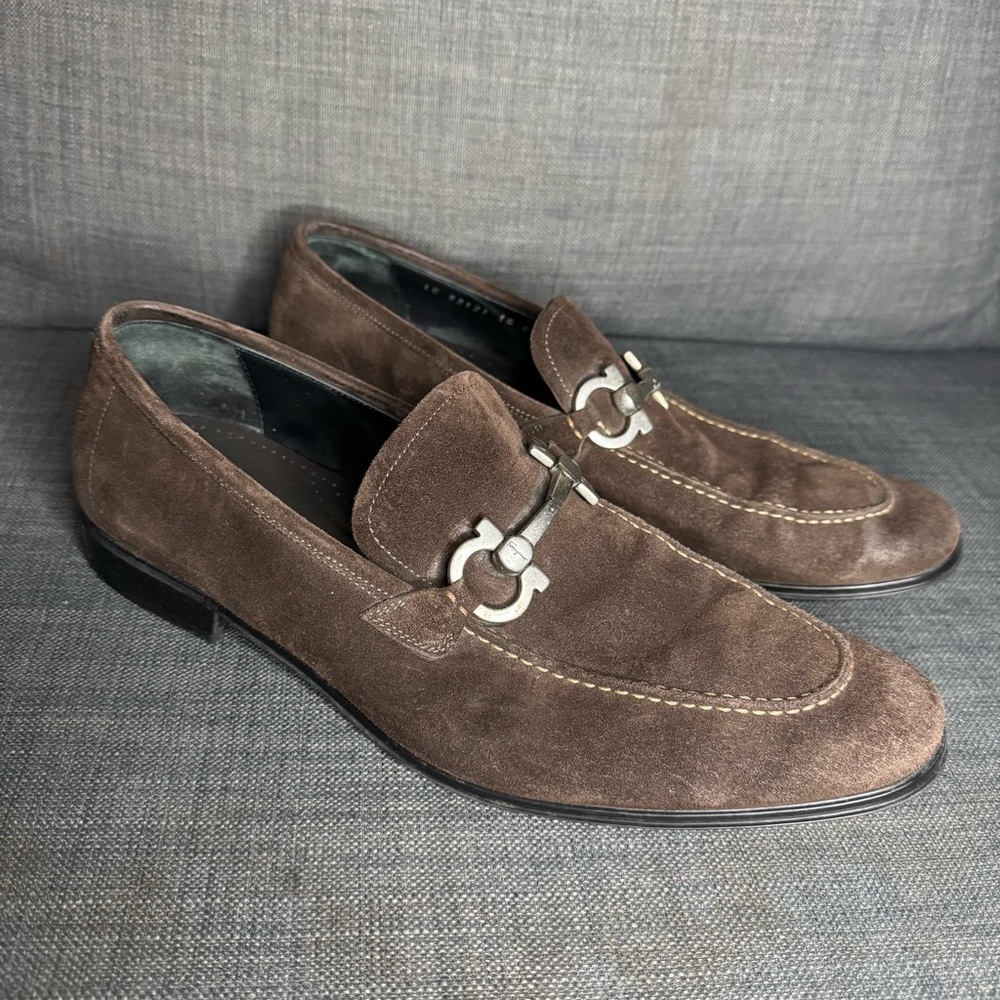 Salvatore Ferragamo Brown Suede Loafers